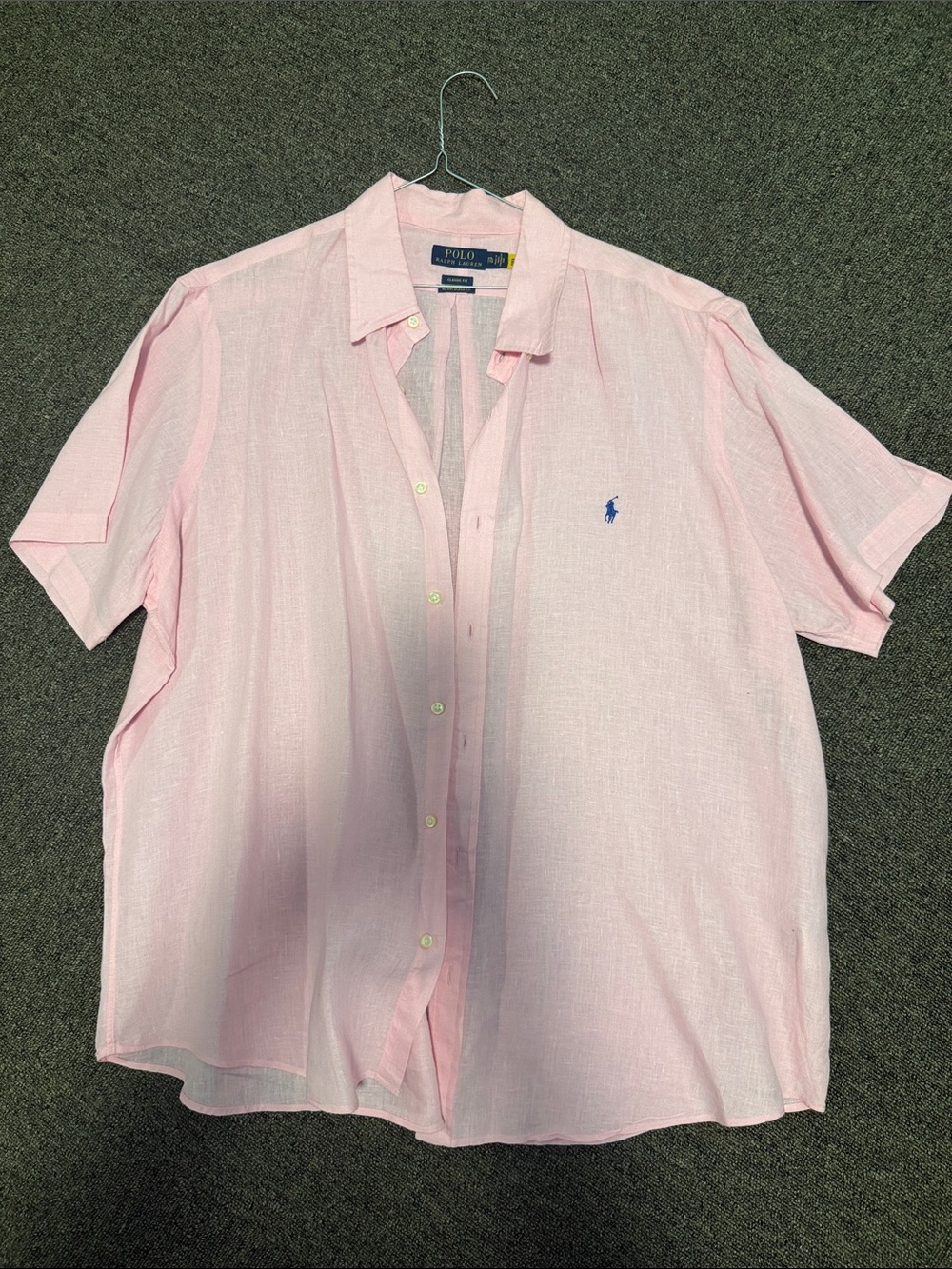 Polo by Ralph Lauren Light Pink Short-Sleeve Linen Button-Down